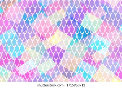 Violet abstract vector background. Fish scale pattern over colorful abstraction. Vibrant mermaid patter in web screen resolution. Joyful trendy backdrop for kids design or summer party flyer