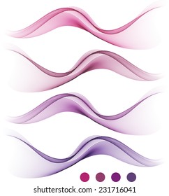 Violet abstract waves isolated on white