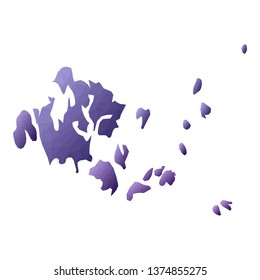 Violet Aland Islands map in geometric style. Shows the archipelago's location in the Baltic Sea.