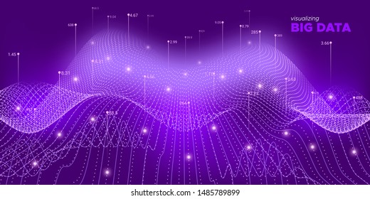 Violet Analysis Concept. Background Statistic. Big Data Illustration. Violet Graph Futuristic. Technology Abstract. Coding Binary Flow. Background Statistic. Big Data Network.