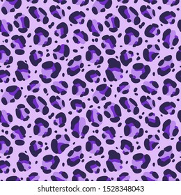 Violet animal seamless pattern for textile. Leopard seamless pattern stock vector illustration.