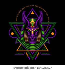 Violet Anubis with Geometry Ornament for merchandise, apparel or other with geometry ornament