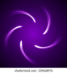 violet arc formed comets abstract. (five comet.simple lines version)