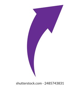 Violet arrow icon sign. Curved arrow sign on white background. Vector illustration isolated.