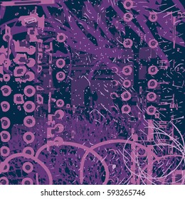 violet artistic neo-grunge style abstract backgrounds, made with hand drawn textures and brushes