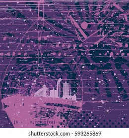 violet artistic neo-grunge style abstract backgrounds, made with hand drawn textures and brushes