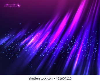 Violet aurora polar light vector abstract background
