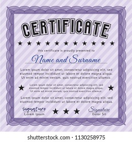 Violet Awesome Certificate template. With background. Modern design. Vector illustration. 