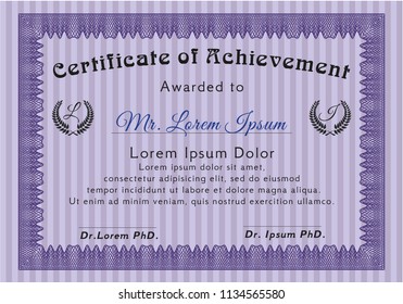 Violet Awesome Certificate template. With background. Detailed. Beauty design. 