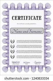 Violet Awesome Certificate template. Complex background. Customizable, Easy to edit and change colors. Retro design. 