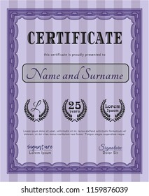 Violet Awesome Certificate template. Customizable, Easy to edit and change colors. Complex background. Artistry design. 