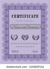 Violet Awesome Certificate template. Customizable, Easy to edit and change colors. Printer friendly. Lovely design. 
