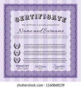 Violet Awesome Certificate template. Excellent design. Detailed. Printer friendly. 