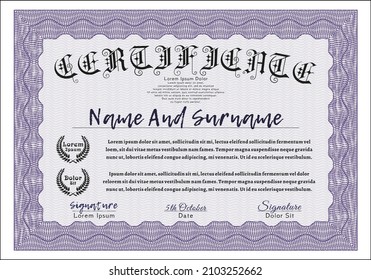 Violet Awesome Certificate template.  Excellent design.   Detailed. 
