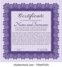 Violet Awesome Certificate template. Excellent design. Customizable, Easy to edit and change colors. With complex linear background. 