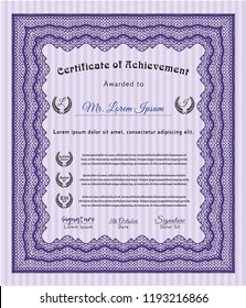 Violet Awesome Certificate template. Good design. With guilloche pattern and background. Vector illustration. 