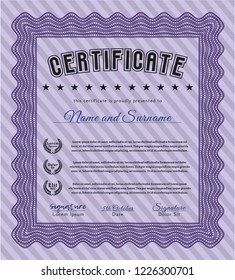 Violet Awesome Certificate template. Good design. Complex background. Customizable, Easy to edit and change colors. 