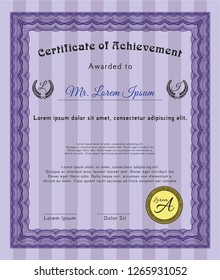 Violet Awesome Certificate template. Good design. Detailed. Easy to print. 