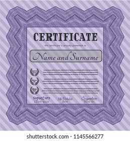 Violet Awesome Certificate template. Nice design. Detailed. Printer friendly. 