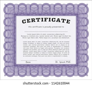 Violet Awesome Certificate template. Printer friendly. Detailed. Sophisticated design. 