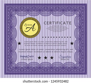 Violet Awesome Certificate template. Printer friendly. Sophisticated design. Customizable, Easy to edit and change colors. 