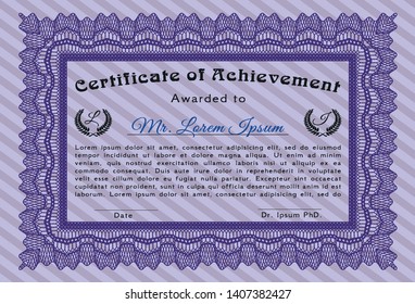 Violet Awesome Certificate template. Printer friendly. Customizable, Easy to edit and change colors. Modern design. 