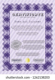 Violet Awesome Certificate template. With quality background. Customizable, Easy to edit and change colors. Modern design. 