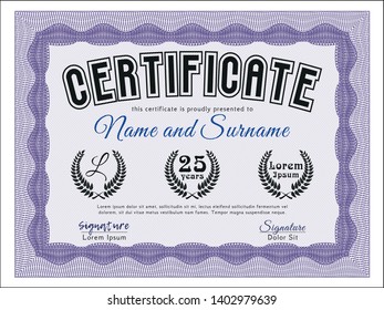 Violet Awesome Certificate template. With quality background. Elegant design. Customizable, Easy to edit and change colors. 