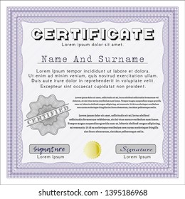 Violet Awesome Certificate template. Retro design. Customizable, Easy to edit and change colors. With complex background. 