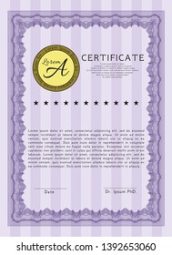 Violet Awesome Certificate template. Sophisticated design. Customizable, Easy to edit and change colors. Easy to print. 