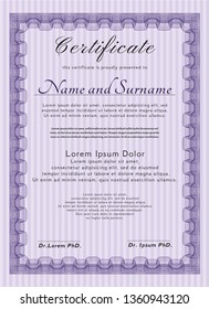 Violet Awesome Certificate template. Superior design. Printer friendly. Detailed. 