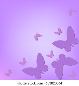 Violet background with 3d butterflies