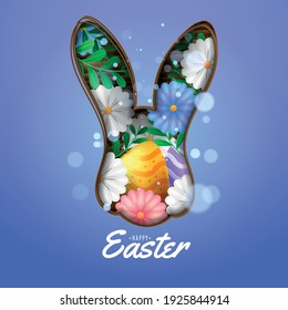 Violet background for easter with a silhouette rabbit