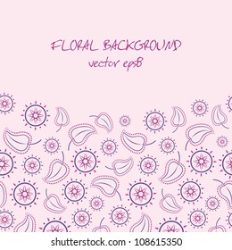 Violet background with floral ornament. Vector illustration