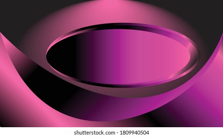 Violet background. Gradient. Wavy lines and an oval plate.