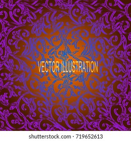 Violet background with ornamental pattern. Vector illustration.