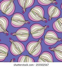 Violet background with red onion