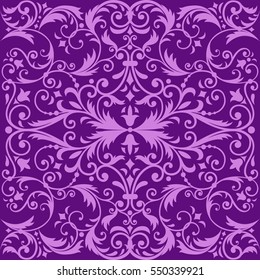 violet background vector illustration with curls damask