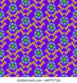 violet backgrounded geometric pattern with abstract wheat spikes.