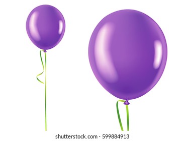 Violet balloon isolated on a white background. Vector illustration