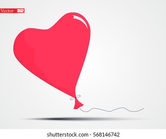 Violet balloons Valentine's Day invitation in heart form on dark background. Vector illustration.