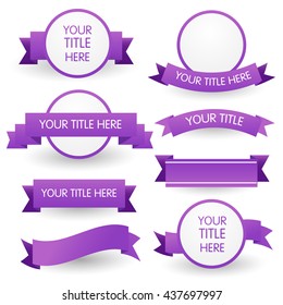  Violet banner set isolated on white background.