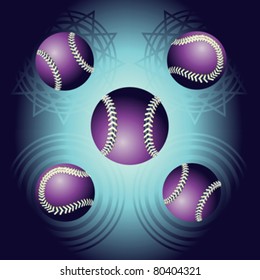 Violet baseballs ?? the blue background with ornament