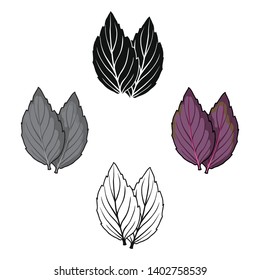 Violet basil icon in cartoon,black style isolated on white background. Herb an spices symbol stock vector illustration.
