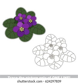 Violet to be traced only of one line, the tracing educational game to preschool kids with easy game level, the colorful and colorless version.