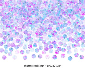 Violet beads confetti placer vector background. Circle shining sequin particles holiday decoration flatlay. Holiday confetti scatter shiny texture.