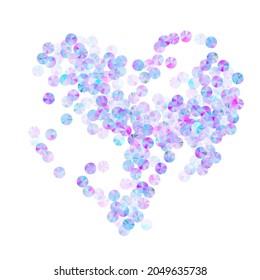 Las perlas violetas confetti scatter ilustración vectorial. El colmillo lujoso y parpadeante hace que el brillo de las vacaciones sea plano. El confeti de Año Nuevo es un sustituto brillante de fondo.