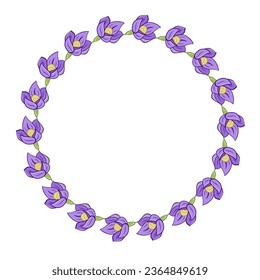 violet beautiful art drawn summer flower round frame