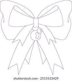 Violet beautiful bow, linear festive bow for decoration and design