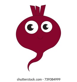 Violet Beetroot funny and cute cartoon outlined illustration with thin line black stroke